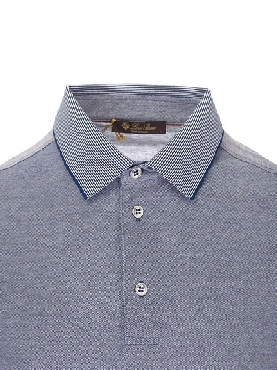 Shop Loro Piana Men's Grey Cotton Polo Shirt