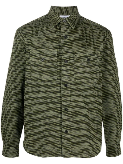 Shop Kenzo Men's Green Cotton Shirt