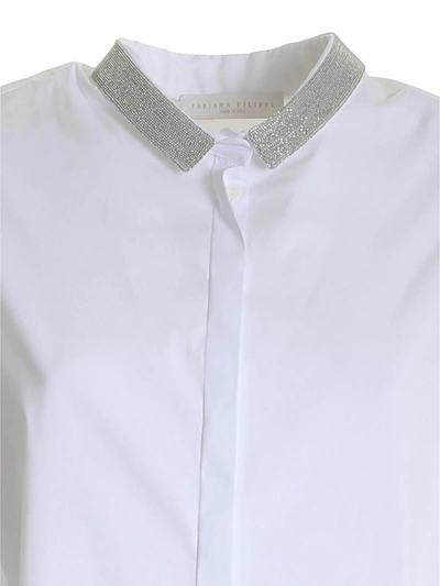 Shop Fabiana Filippi Jewel-collar Shirt In White