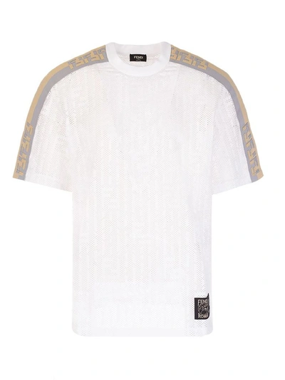 Shop Fendi Men's White Polyester T-shirt