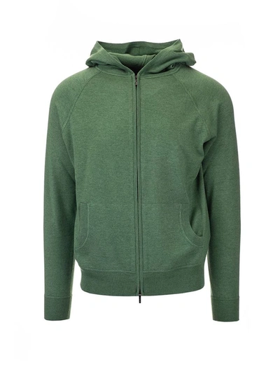 Shop Loro Piana Men's Green Cashmere Sweatshirt