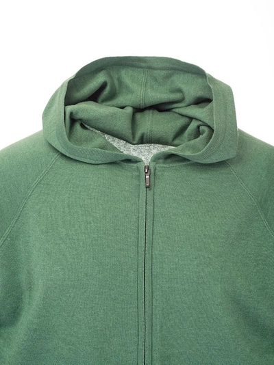 Shop Loro Piana Men's Green Cashmere Sweatshirt