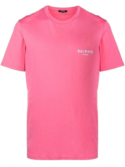 Shop Balmain Men's Fuchsia Cotton T-shirt