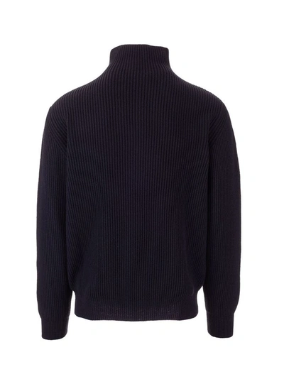 Shop Loro Piana Men's Blue Cashmere Sweater