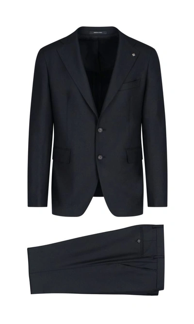 Shop Tagliatore Men's Black Wool Suit