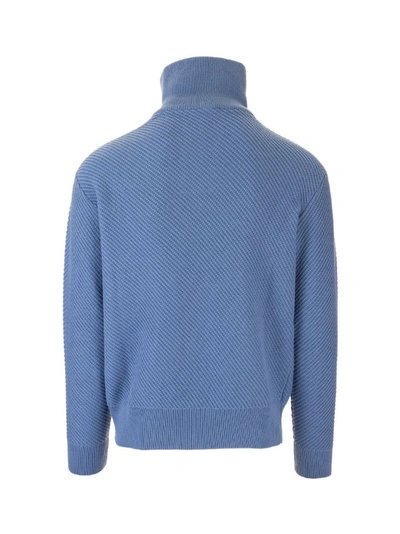 Shop Loro Piana Men's Blue Cashmere Sweater