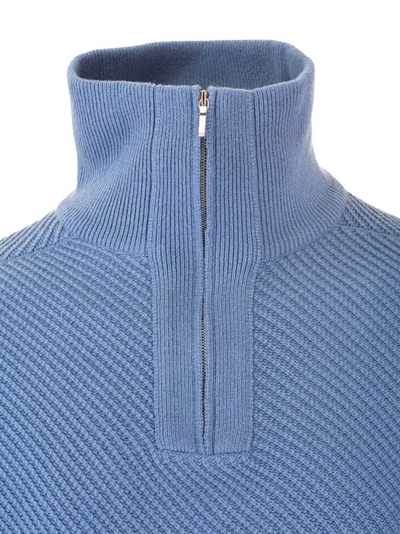 Shop Loro Piana Men's Blue Cashmere Sweater