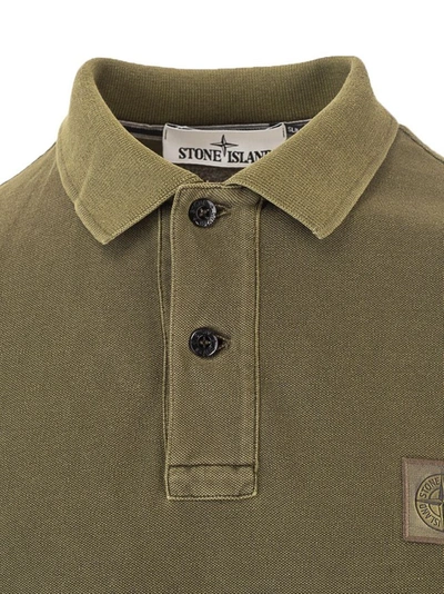 Shop Stone Island Men's Green Other Materials Polo Shirt