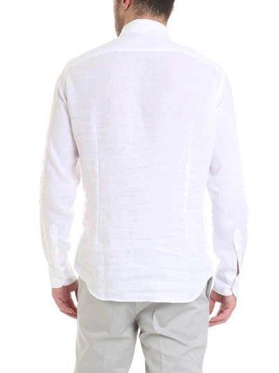 Shop Aspesi Men's White Linen Shirt