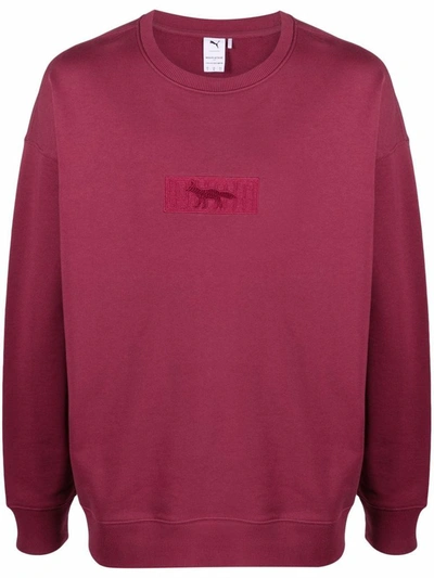 Shop Puma Men's Burgundy Cotton Sweatshirt