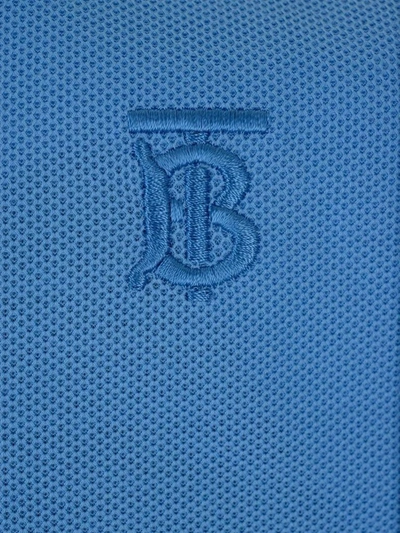 Shop Burberry Men's Light Blue Cotton Polo Shirt