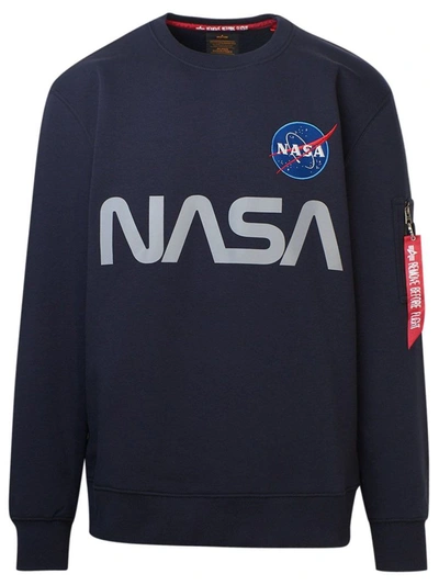 Shop Alpha Industries Men's Blue Cotton Sweatshirt