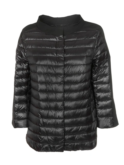 Shop Herno Three-quarter Sleeve Down Jacket In Black