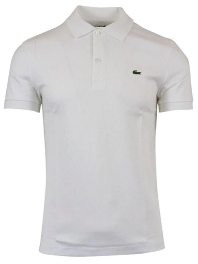 Shop Lacoste Men's White Cotton Polo Shirt