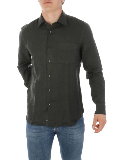 Shop Aspesi Men's Grey Linen Shirt