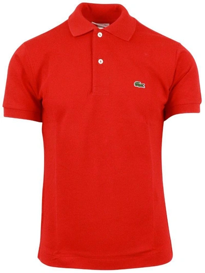 Shop Lacoste Men's Red Cotton Polo Shirt