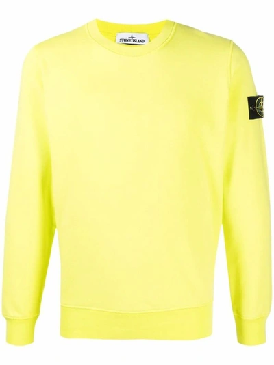 Shop Stone Island Men's Yellow Cotton Sweatshirt