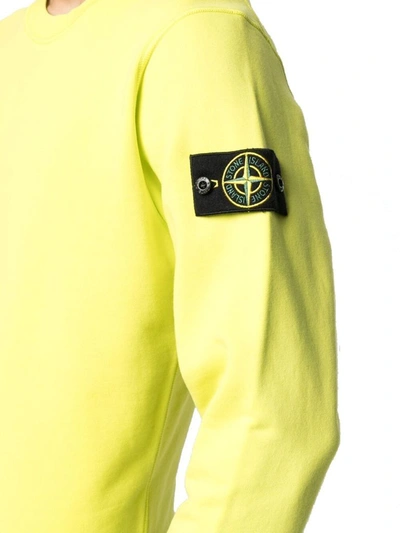 Shop Stone Island Men's Yellow Cotton Sweatshirt