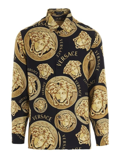 Shop Versace Men's Black Silk Shirt
