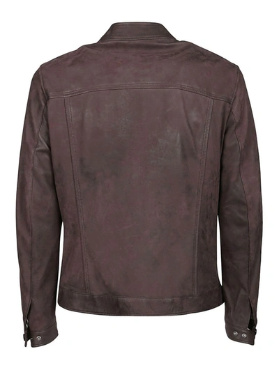 Shop Etro Men's Brown Leather Outerwear Jacket