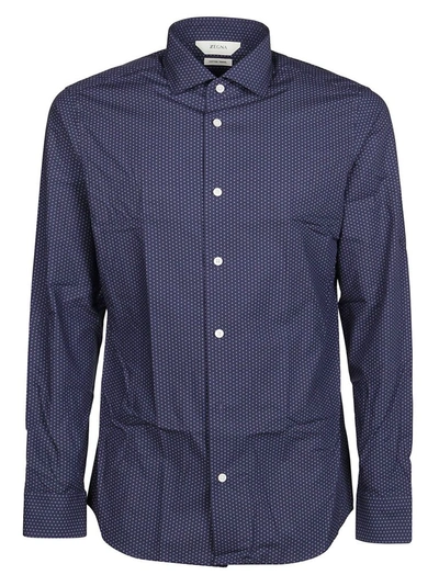 Shop Z Zegna Men's Blue Cotton Shirt