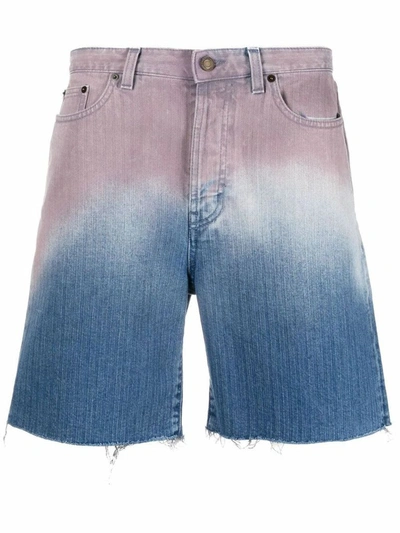 Shop Saint Laurent Men's Blue Cotton Shorts