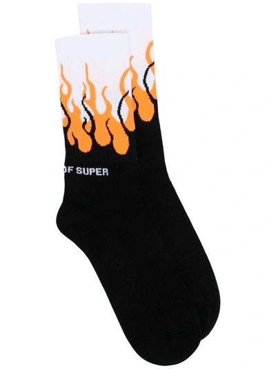 Shop Vision Of Super Men's Black Cotton Socks