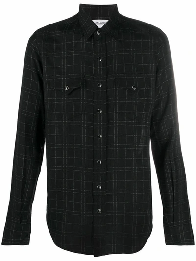 Shop Saint Laurent Men's Black Wool Shirt