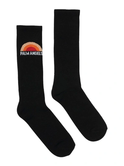 Shop Palm Angels Men's Black Cotton Socks