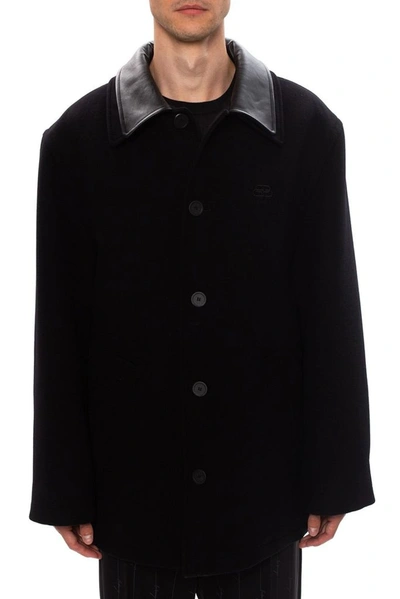 Shop Balenciaga Men's Black Wool Coat