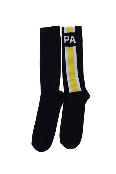 Shop Palm Angels Men's Black Cotton Socks