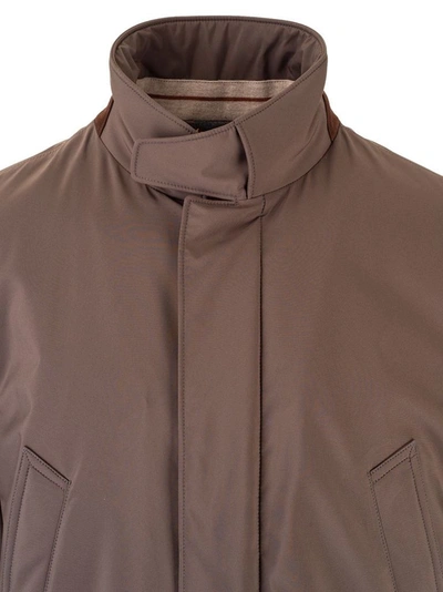 Shop Loro Piana Men's Green Polyester Outerwear Jacket In Brown