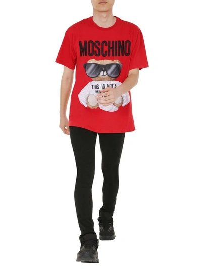 Shop Moschino Men's Red Cotton T-shirt