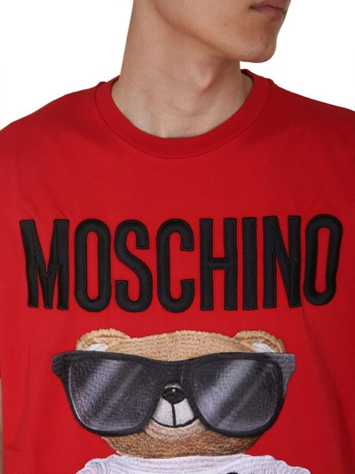 Shop Moschino Men's Red Cotton T-shirt