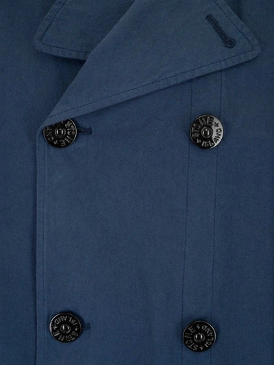 Shop Stone Island Men's Blue Cotton Coat