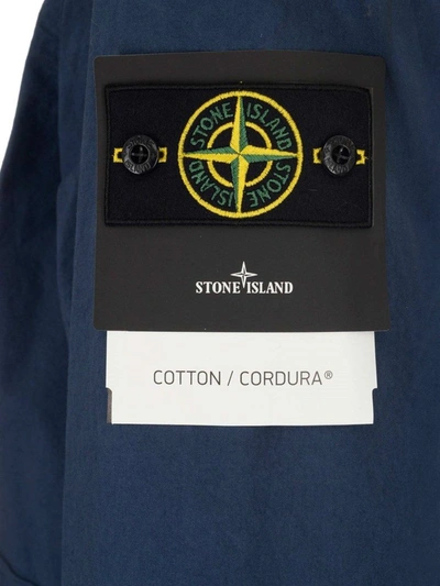 Shop Stone Island Men's Blue Cotton Coat