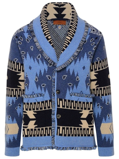 Shop Alanui Men's Blue Cashmere Cardigan