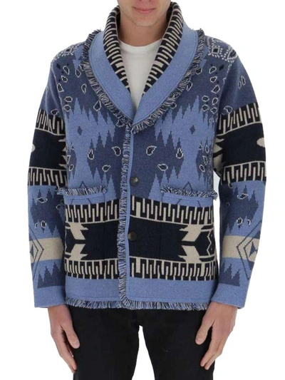 Shop Alanui Men's Blue Cashmere Cardigan