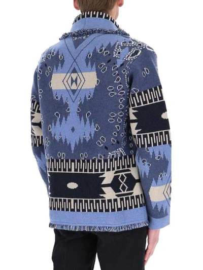 Shop Alanui Men's Blue Cashmere Cardigan