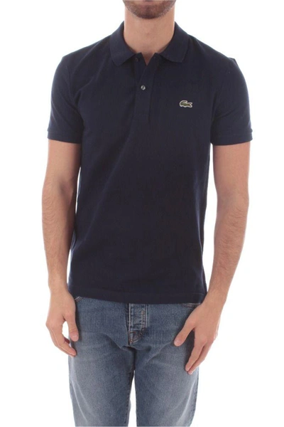 Shop Lacoste Men's Blue Cotton Polo Shirt