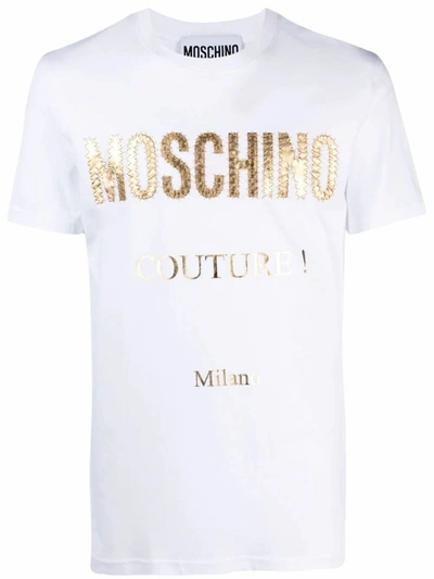 Shop Moschino Men's White Other Materials T-shirt