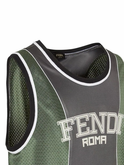 Shop Fendi Men's Green Acrylic Tank Top