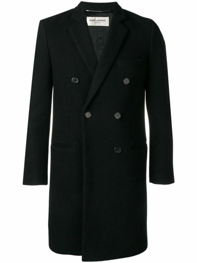 Shop Saint Laurent Men's Black Wool Coat
