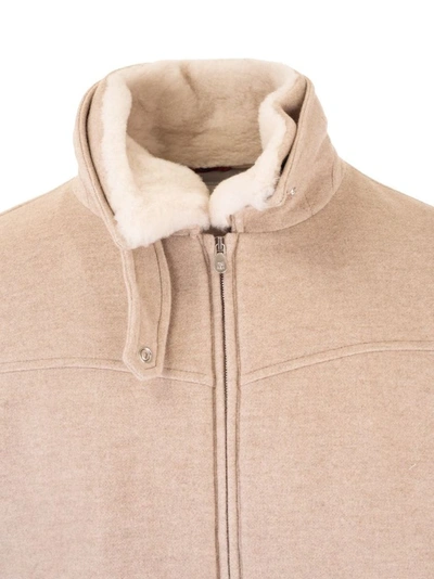 Shop Brunello Cucinelli Men's Beige Cashmere Outerwear Jacket