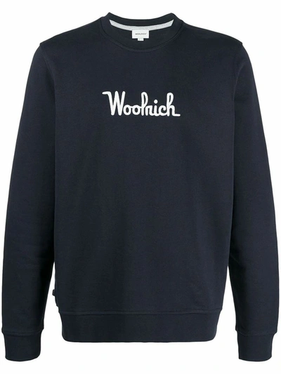 Shop Woolrich Men's Blue Cotton Sweatshirt