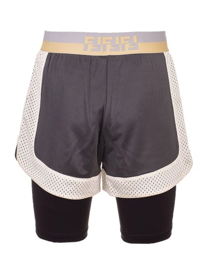 Shop Fendi Men's Grey Polyester Shorts