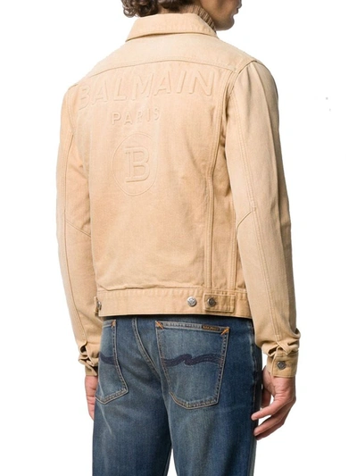 Shop Balmain Men's Beige Cotton Jacket