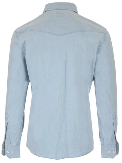 Shop Brunello Cucinelli Men's Light Blue Shirt