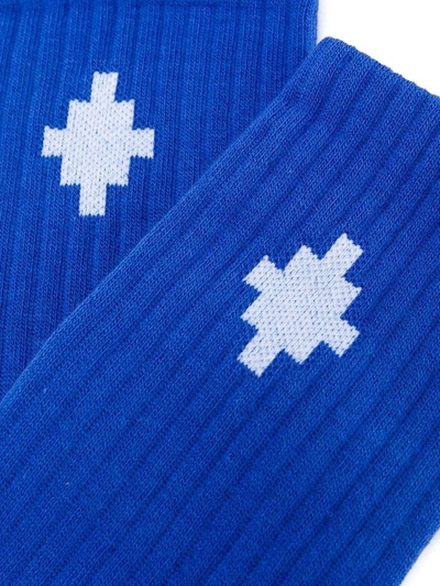 Shop Marcelo Burlon County Of Milan Marcelo Burlon Men's Blue Cotton Socks