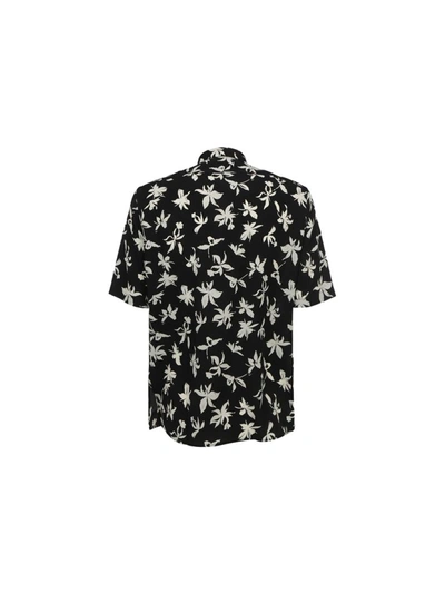 Shop Saint Laurent Men's Black Silk Shirt